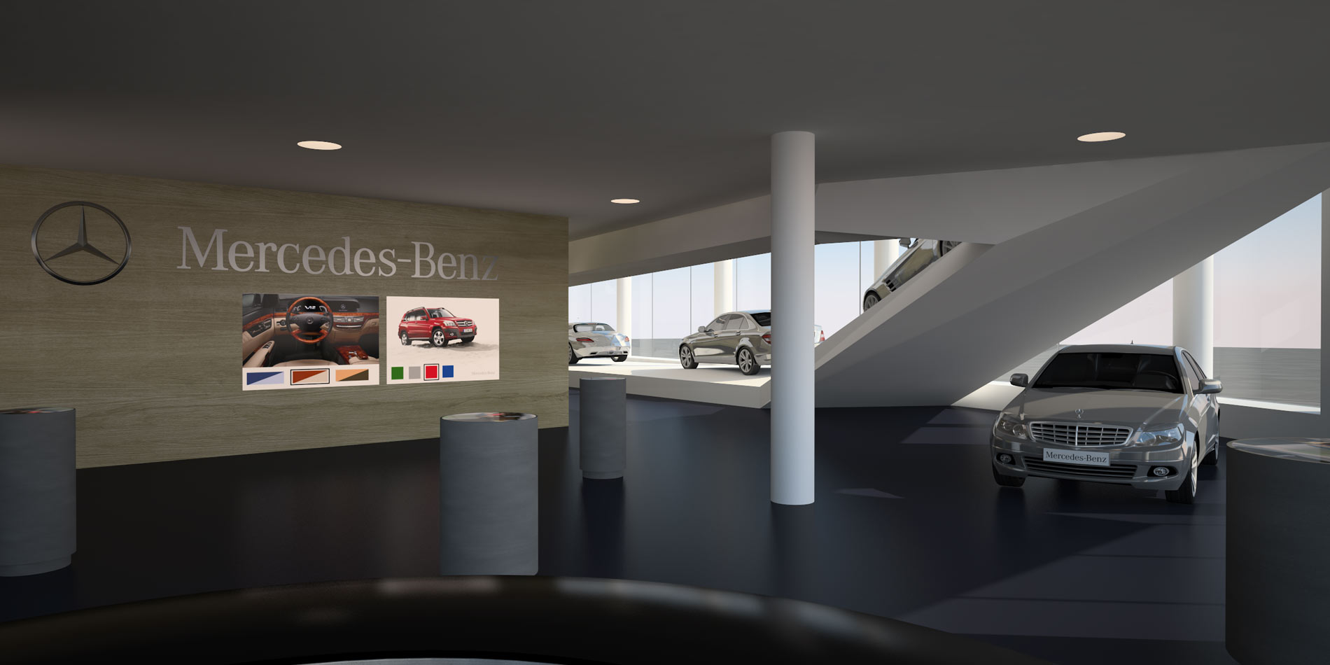 daimler showroom 3D Visualisierung