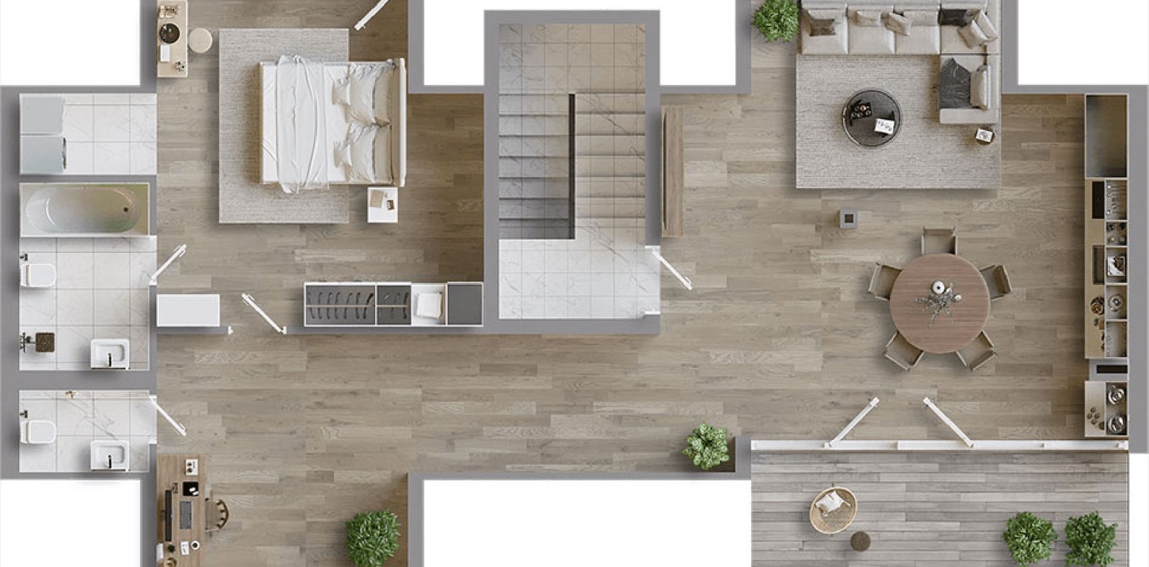 2D Grundriss mit 3D Möbel